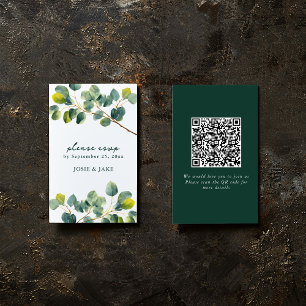 Eucalyptus tak bruiloft qr code rsvp behuizing informatiekaartje