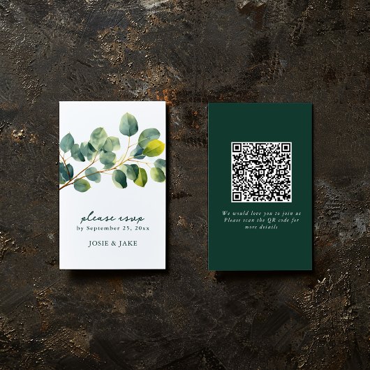 Eucalyptus tak bruiloft qr code rsvp behuizing informatiekaartje