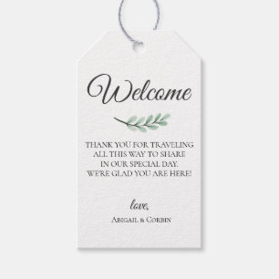 Eucalyptus tak bruiloft welkomsttas cadeaulabel
