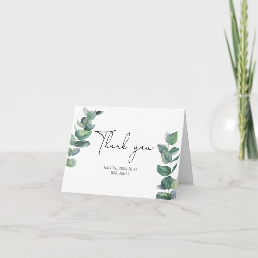 Eucalyptus tak dank je bruidsfeest bedankkaart (Voorkant)