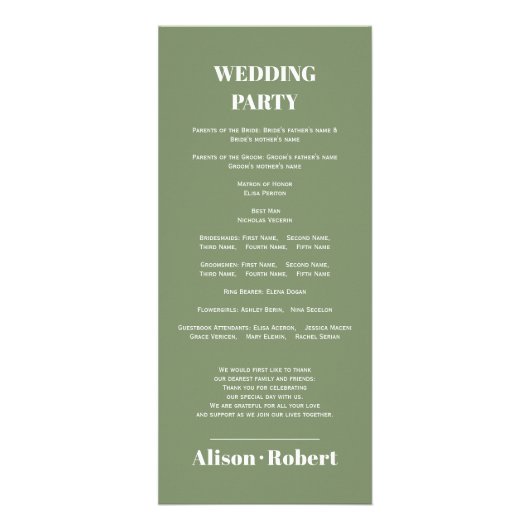 Eucalyptus tak en bloemen bruiloft programma (Achterkant)