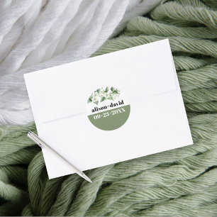 Eucalyptus tak en bloemen, typografie bruiloft ronde sticker