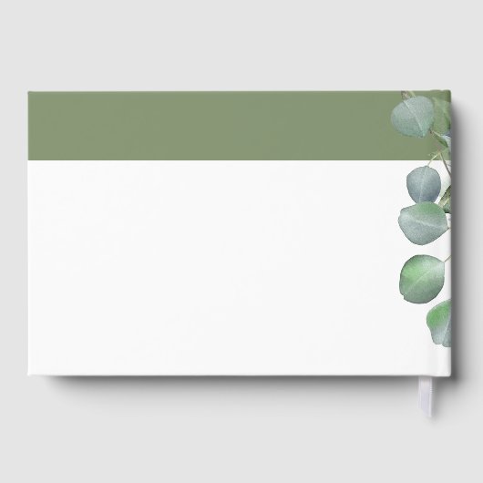 Eucalyptus tak en witte bloemen bruiloft gastenboek (Achterkant)