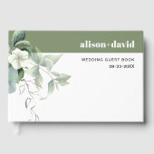 Eucalyptus tak en witte bloemen bruiloft gastenboek (Voorkant)
