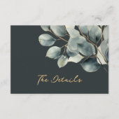 Eucalyptus tak, groen blad bruiloft behuizing informatiekaartje (Voorkant)