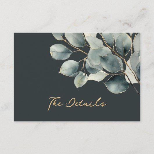Eucalyptus tak, groen blad bruiloft behuizing informatiekaartje (Voorkant)