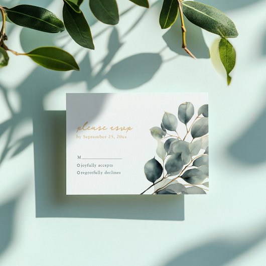 Eucalyptus tak groen blad bruiloft rsvp kaart