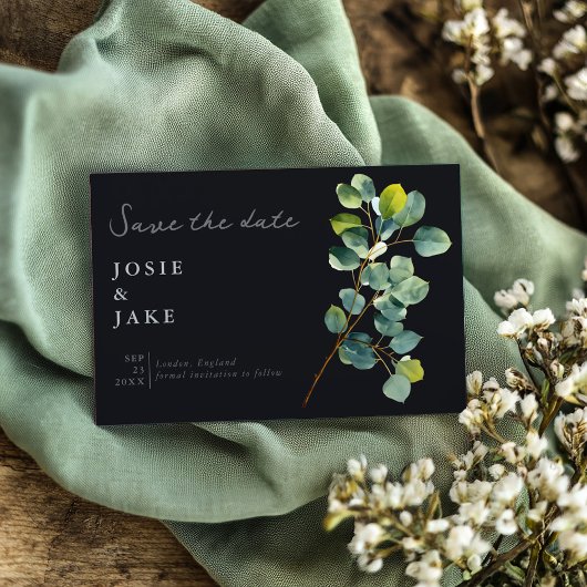 Eucalyptus tak groen bladeren donker opslaan van d save the date