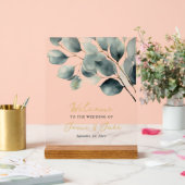 Eucalyptus tak groen en goud welkomstbord acryl bord (Huwelijk)