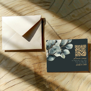 Eucalyptus tak, groene bruiloft rsvp informatiekaartje