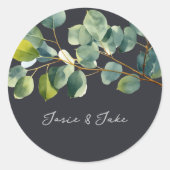 Eucalyptus tak groene namen bruiloft sticker (Voorkant)