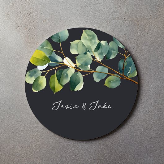Eucalyptus tak groene namen bruiloft sticker