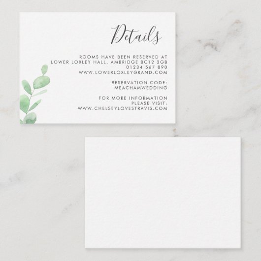 Eucalyptus Tak Huwelijksfeest Informatiekaartje (Voorkant / Achterkant)