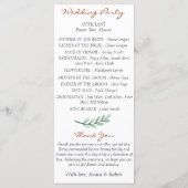 Eucalyptus tak huwelijksprogramma programmakaart (Achterkant)