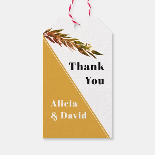 Eucalyptus tak met bladeren vallen bruiloft cadeaulabel (Achterkant)