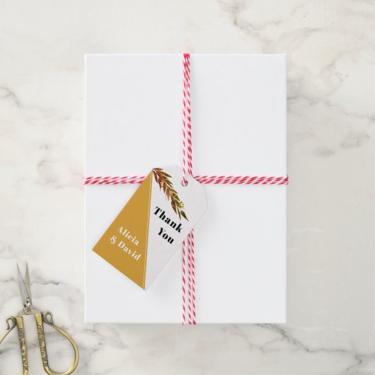 Eucalyptus tak met bladeren vallen bruiloft cadeaulabel (Met Touw)