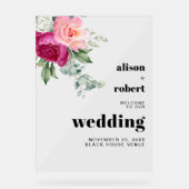 Eucalyptus tak met roze rozen bruiloft WELKOM Acryl Bord (Voorkant)