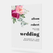 Eucalyptus tak met roze rozen bruiloft WELKOM Acryl Bord (Hoek)