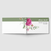 Eucalyptus tak roze roos bloemen bruiloft gastenboek (Volledig)