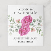 Eucalyptus tak roze roos bloemen bruiloft plaatskaartje (Buitenkant ongevouwen)