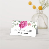 Eucalyptus tak roze roos bloemen bruiloft plaatskaartje (Achterkant)