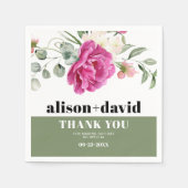 Eucalyptus tak roze rose wit bloemen bruiloft servet (Voorkant)