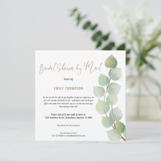 Eucalyptus Tak Script Bruiloft Feest per Post Kaart (Staand voorkant)