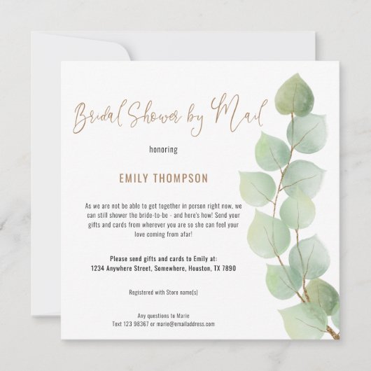 Eucalyptus Tak Script Bruiloft Feest per Post Kaart (Voorkant)