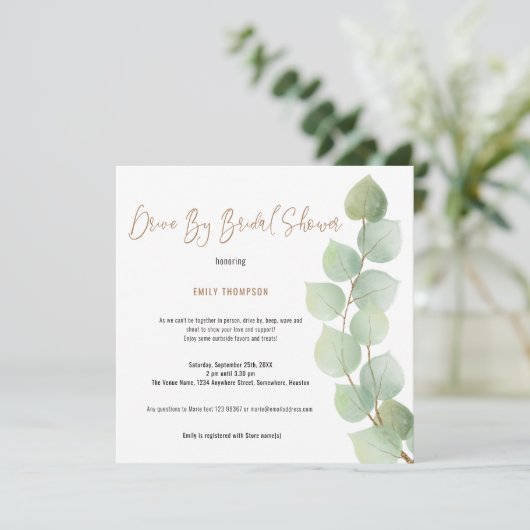 Eucalyptus tak script drive door Vrijgezellenfeest Kaart (Staand voorkant)