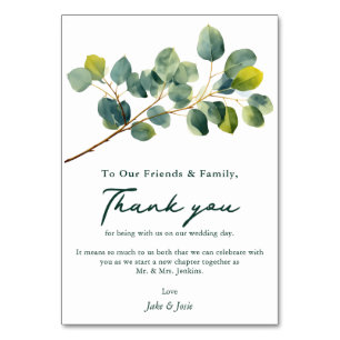 Eucalyptus tak Trouwtafel dank u kaart