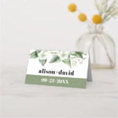 Eucalyptus tak witte bloemen typografie bruiloft plaatskaartje (Achterkant)