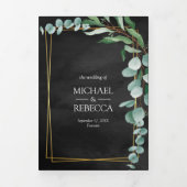 Eucalyptus tak zwart goud foto collage bruiloft drieluik uitnodiging (Cover)