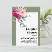 Eucalyptus takken, bloemen paar douche kaart (Staand voorkant)