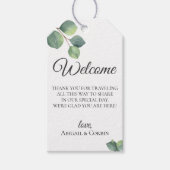 Eucalyptus takken bruiloft welkomsttas cadeaulabel (Voorkant)