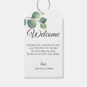 Eucalyptus takken bruiloft welkomsttas cadeaulabel