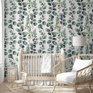 Eucalyptus takken groen wit elegant trendy behang