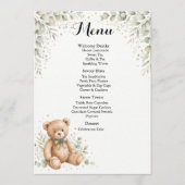 Eucalyptus Teddy Bear Baby Shower Menukaart (Voorkant)