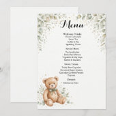 Eucalyptus Teddy Bear Baby Shower Menukaart (Voorkant / Achterkant)