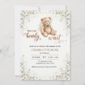Eucalyptus Teddy Bear Babyshower Uitnodiging (Voorkant)