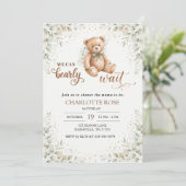 Eucalyptus Teddy Bear Babyshower Uitnodiging (Staand voorkant)