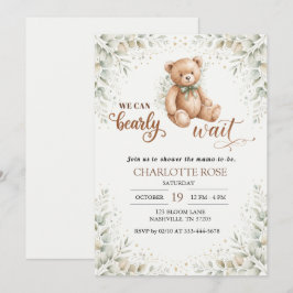 Eucalyptus Teddy Bear Babyshower Uitnodiging