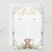 Eucalyptus Teddy Bear Balloon Baby Gift List Kaart (Voorkant)