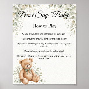 Eucalyptus Teddybeer Niet Zeggen Baby Spelbord Poster