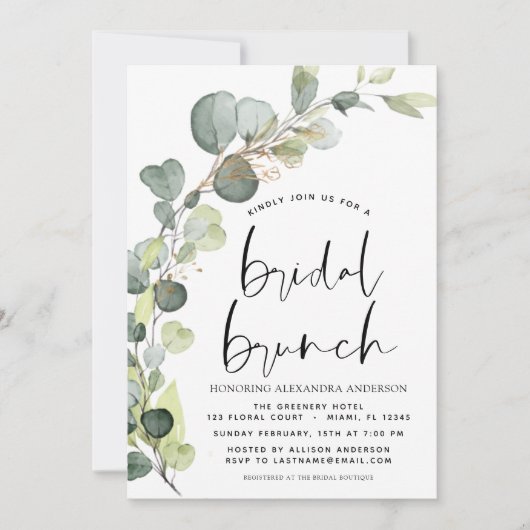 Eucalyptus Terracotta Bridal Brunch Douche Kaart (Voorkant)