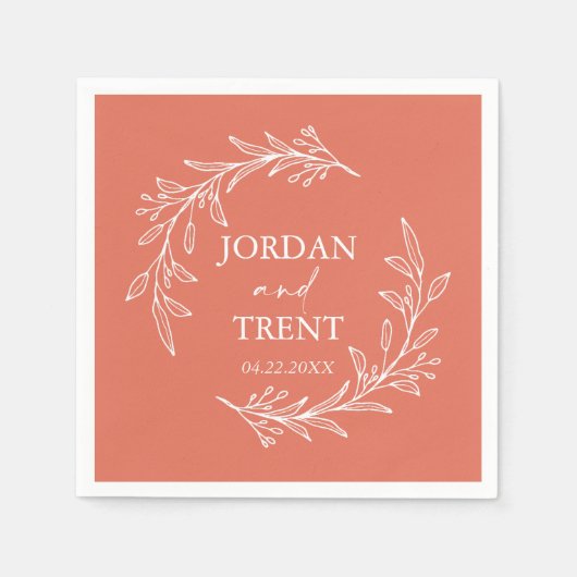 Eucalyptus Terracotta Custom Trouwpapier servetten (Voorkant)