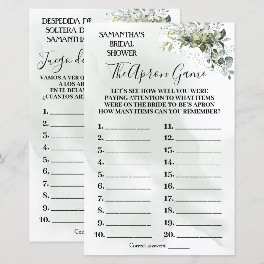 Eucalyptus The Apron vrijgezellenfeest tweetalige  (Voorkant / Achterkant)