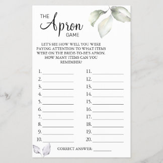 Eucalyptus The Schort Vrijgezellenfeest game card Flyer