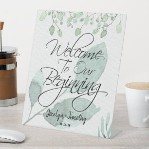 Eucalyptus thee Welkom in het begin Reclamebord Met Voetstuk