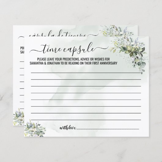 Eucalyptus Tijd capsule advies tweetalige kaart (Voorkant / Achterkant)