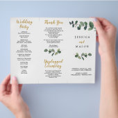 Eucalyptus Tri-Fold Wedding Programme Flyer (Hand)